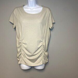 Duluth Trading Co. Women's Grey Short Sleeve T-Shirt Gathered Hem Size S